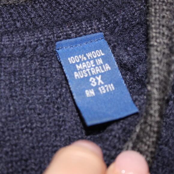 Karen Scott 3XL Vintage Blue Wool Zip Cardigan Cottage Granny Core - Picture 5 of 6